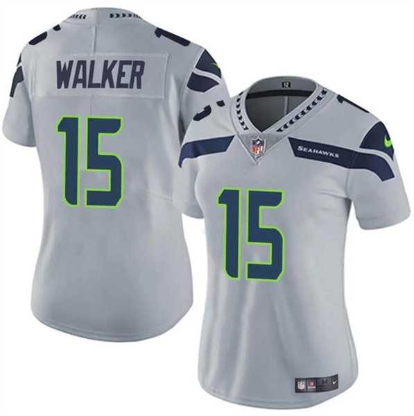 Womens Seattle Seahawks #15 P.J. Walker Gray Vapor Limited Football Stitched Jersey(Run Small) Dzhi